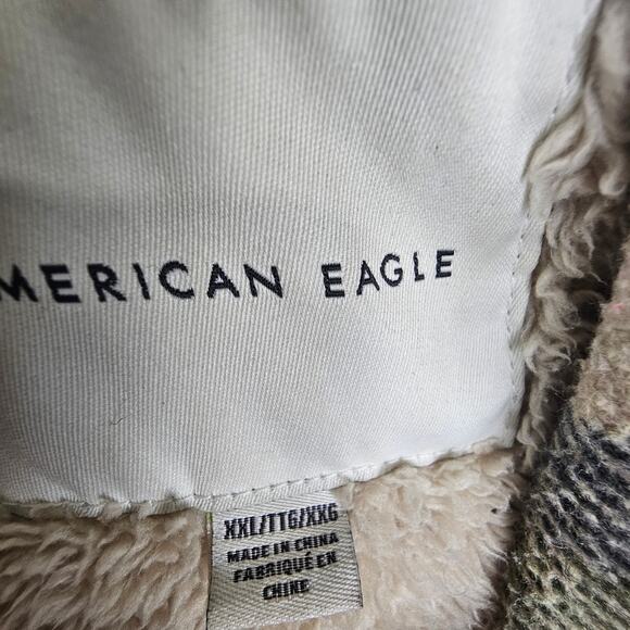 American Eagle Womens Oversized Flannel Chore Coat Barn Jacket XXL Sherpa Lined - Picture 7 of 10